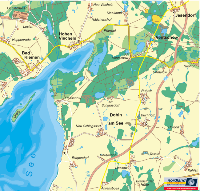 Landkarte Jesendorf, Ventschow, Flessenow, Neu Schlagsdorf
