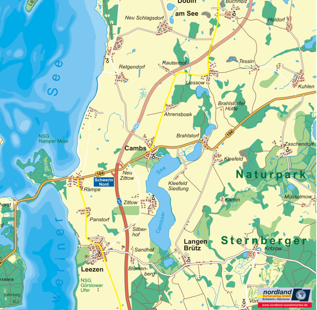 Landkarte Dobin am See, Leezen, Retgendorf