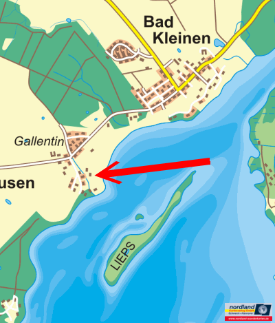 Landkarte mit der Jugendherberge Ulis Kinderland in Gallentin