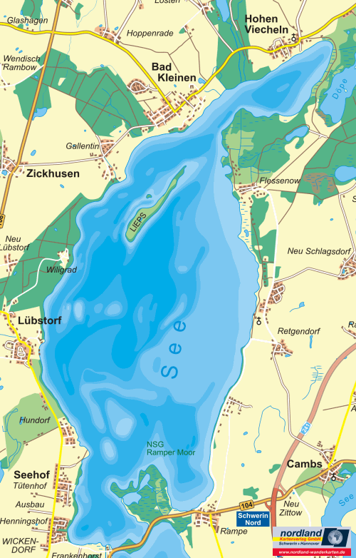 Landkarte Aussensee vom Schweriner See Landkarte Aussensee vom Schweriner See