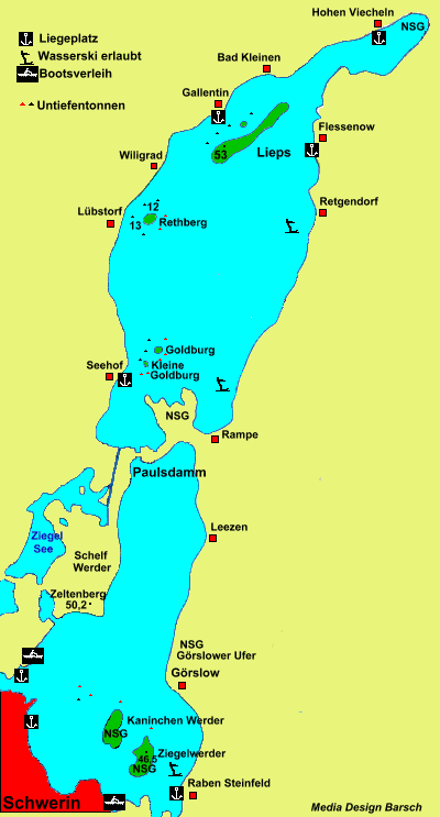 Wasserport Karte - Schweriner See in Mecklenburg