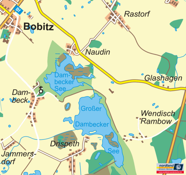 Landkarte mit Dambeck, Bobitz, Glashagen, Wendisch Rambow, Naudin, Drispeth Landkarte mit Dambeck, Bobitz, Glashagen, Wendisch Rambow, Naudin, Drispeth